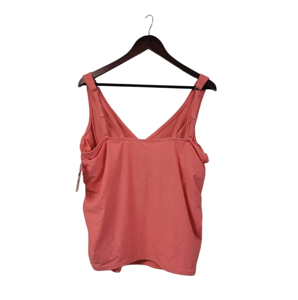 New Lands' End Underwire Blouson Tankini Top Women's 18 Coral Pink Swim Top - Picture 3 of 4